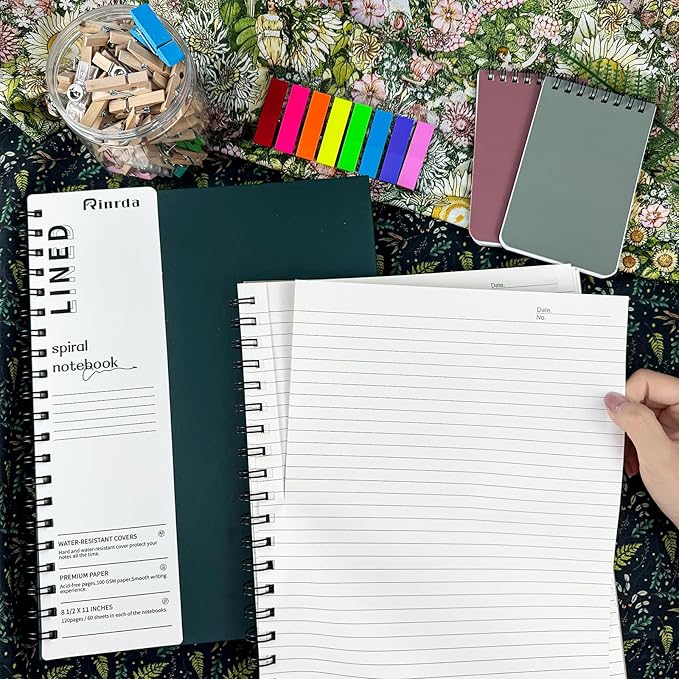 Lined Notebook Spiral Notebook 8.5" x 11"-4 Pack Large Journal Hardcover Notebook 7mm College Ruled Notebook 120 Pages 100 GSM Thick Hardcover Journal for School (LINED, Mult-color)