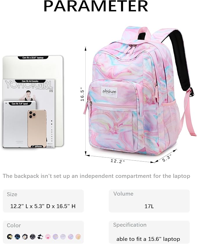 abshoo Classical Basic Tie Dye Womens School Backpack For College Teen Girls Water Resistant Bookbag (Tie Dye)