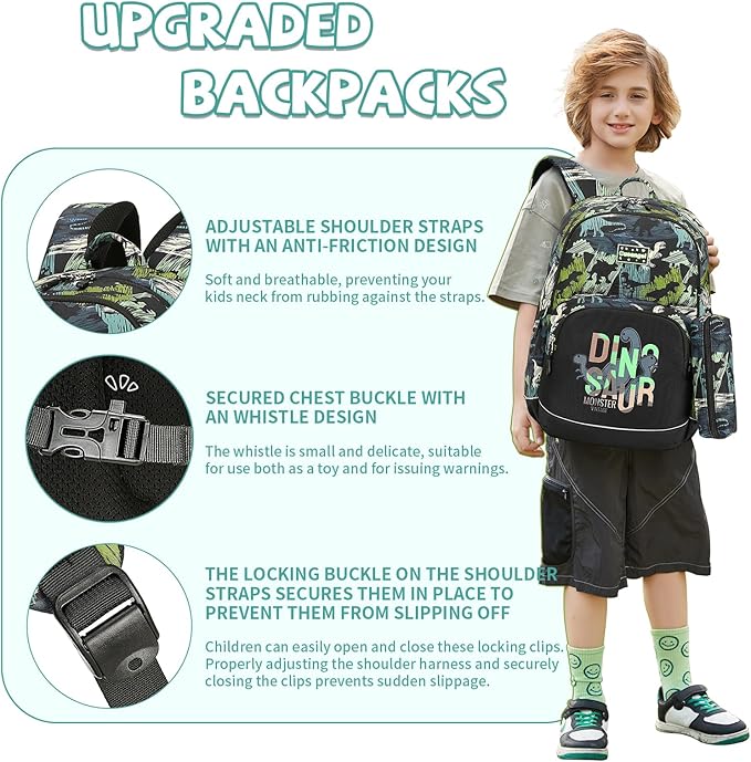 Cusangel Dinosaurs Backpack for Girls Boys,5-10 Ages in Elementary and Toddler School,Backpack for Daycare kids,18L