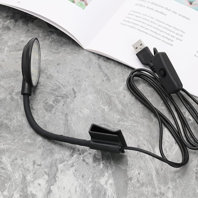 5W Mini Aquarium USB Led Light with Power Switch for Small Fish Shrimp Tank Freshwater Planted Live Plant Grow Fish Tank Clip Light Black