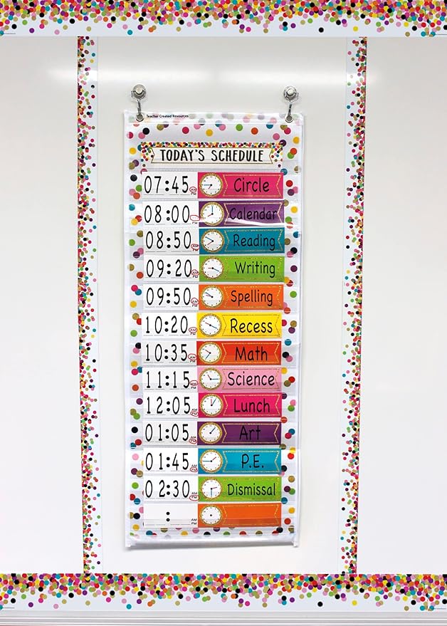 Teacher Created Resources Confetti 14 Pocket Daily Schedule Pocket Chart (13" x 34")