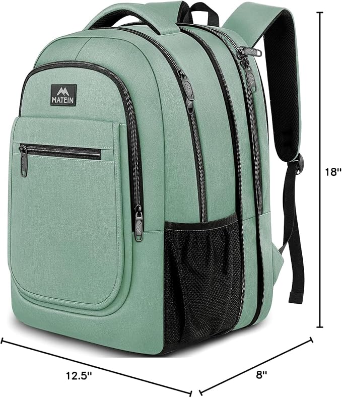 MATEIN Laptop Backpack for Girls Teen, Expandable School Backpack 15.6 inch | Anti Theft, Slim, Water Resistant Polyester, College Bookbag for Women Men, Computer Bag Gifts for Travel, Cyan