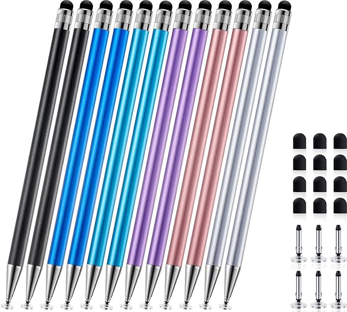 ChaoQ 2-in-1 Stylus Pen for Touchscreen, 12pcs High Sensitivity and Precision Stylus Pens for iPad iPhone Android Suitable for All Touch Screens