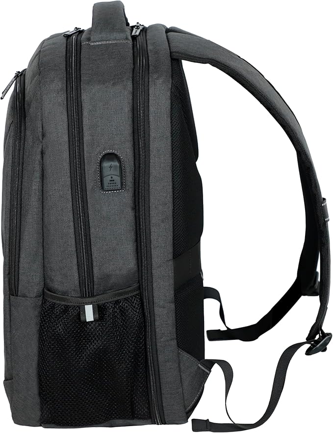 Lenovo B325 Laptop Backpack, Grey, 17-Inch, Water-Resistant Travel Backpack with External USB Port, Anti-Theft Design, Luggage Strap, for Men & Women, Perfect for Work, and Travel