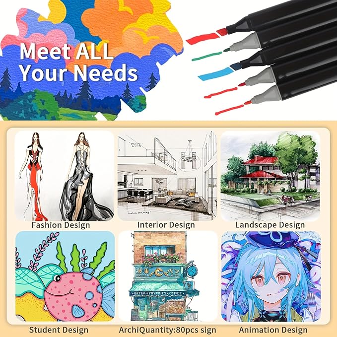 Markers, 120 Colors Dual Brush Tip PermanentArt Markers, Coloring Marker, for Book Painting cardMaking