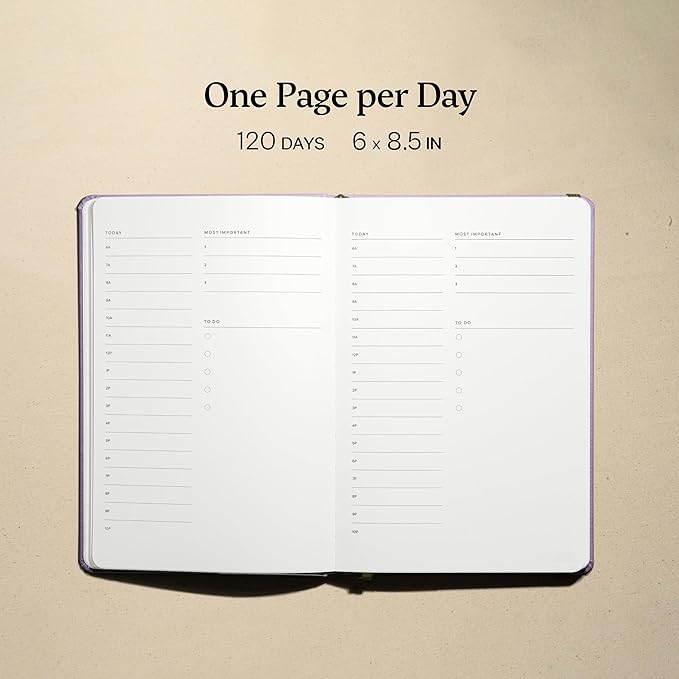 Kunitsa Co. Undated Planner - Hardcover, with Habit Tracker & Goal Setting - Daily, 120 Days, Start Anytime (Lavender)