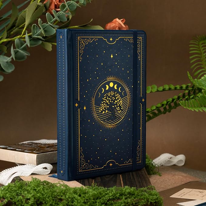 TIEFOSSI Tree of Life Journal, A5 Lined Journal for Women Men, Aesthetic Notebook with 316 Numbered Pages, Hardcover Vegan Leather Journals with Bookmark, 100 GSM Thick Paper