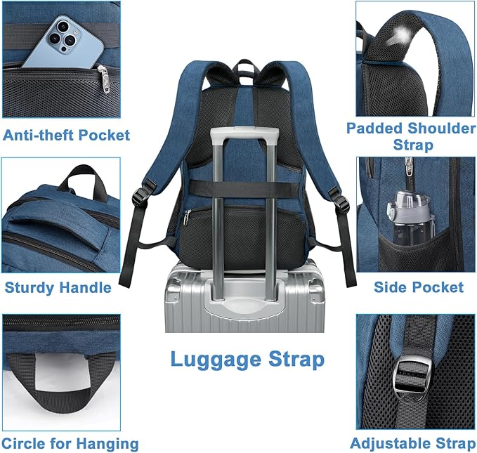 MATEIN Backpack Lunch Box, Water Resistant Mens Lunch Backpack for Work with 18 Inch Laptop Compartment, TSA Flight Approved Travel Bookbag with Luggage Strap, Extra Large Insulated Cooler Bag