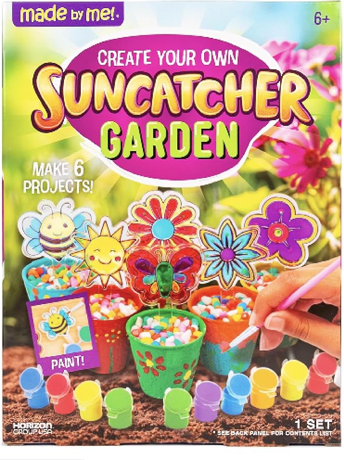Made By Me Create Your Own Suncatcher Garden, Includes 6 Suncatchers to Paint, 7 Suncatcher Paints & Acrylic Paints, Fun Arts & Crafts for Kids, Suncatcher Kit, Unique Craft Kits, Cool Window Art