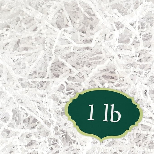 Arcadia Garden Products 1 lbs - White Crinkle Shredded Color Paper Filler Box Stuffing for Gift Wrapping & Crafts, Basket Filling, Confetti, Packaging & Shipping - RPC01WT