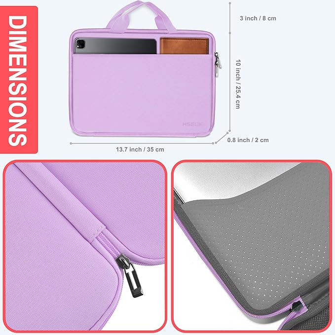 Hseok Laptop Case 13.3-14 inch Sleeve, TSA Computer Handbag Water-Resistant and Shockproof Bag Compatible with MacBook Pro/Neo 14", Mac Air/Pro 13.3" and 13"-14" Notebooks Chromebooks,Purple
