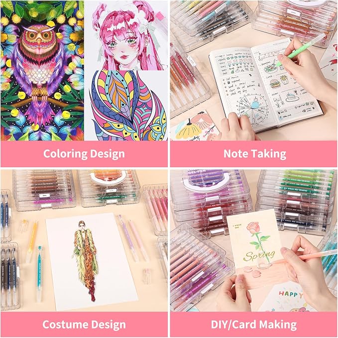 Gel Pens For Coloring,99 Pack Colored Pen for Black&White Paper,0.6MM Point