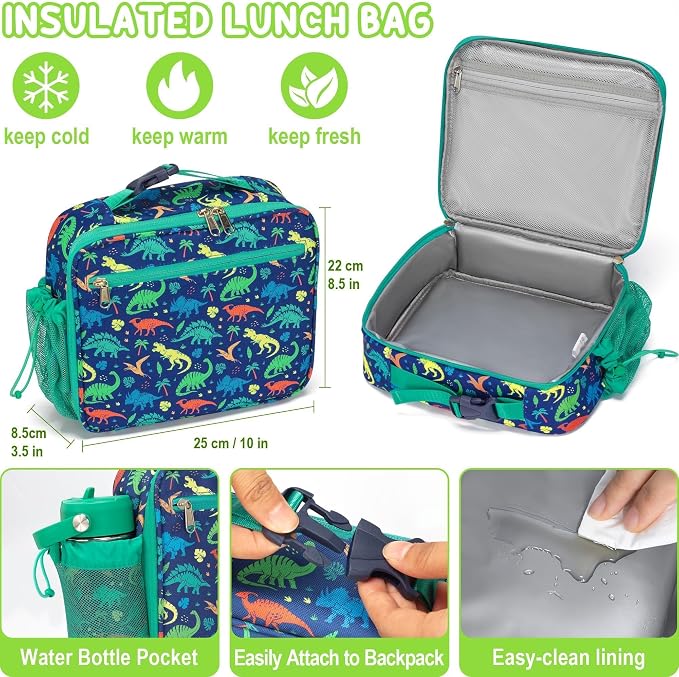 Fimibuke Bento Lunch Box for Kids Toddler Girl with 12OZ Insulated Food Jar | 3-Compartment 32OZ Snack Lunch Container Bento Box, Lunch Bag & Ice Pack Set for Age 3-12 School Daycare Camp, Fairies