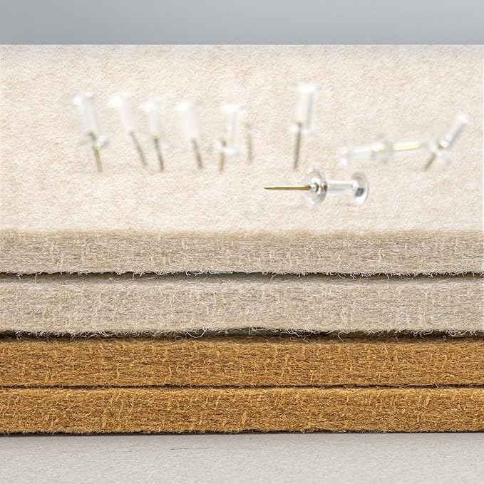 Lightomorrow Bulletin Board, 36 x 24 inches Felt Board - Decorative Pin Board, Cork Board Alternative for Wall, 3' x 2' Foldable Self-Adhesive Vision Board Prayer Board with 20 Pushpins - Oatmeal
