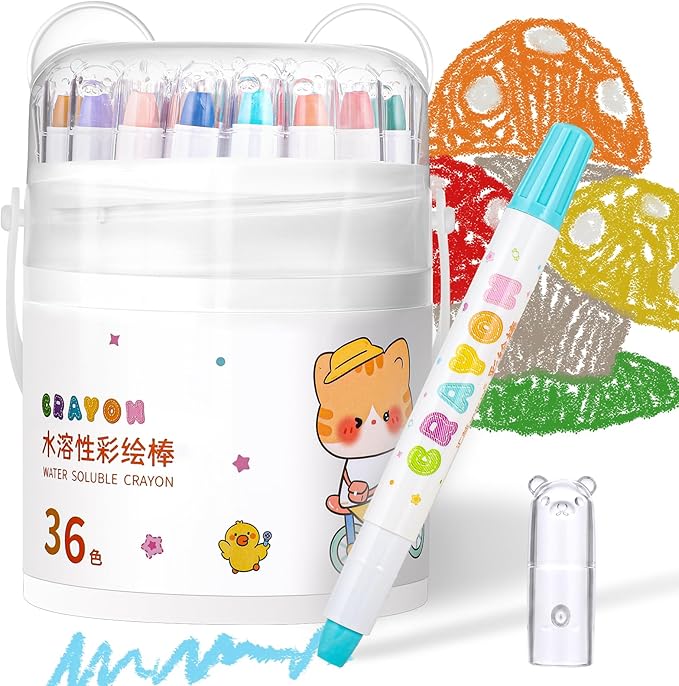 Prudiut 36 Color Silky Twistable Crayons for Artist, Washable Art Supplies, Multicultural Pastel Gel Crayons, Easy Grip Coloring Gift