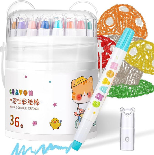 Prudiut 36 Color Silky Twistable Crayons for Artist, Washable Art Supplies, Multicultural Pastel Gel Crayons, Easy Grip Coloring Gift