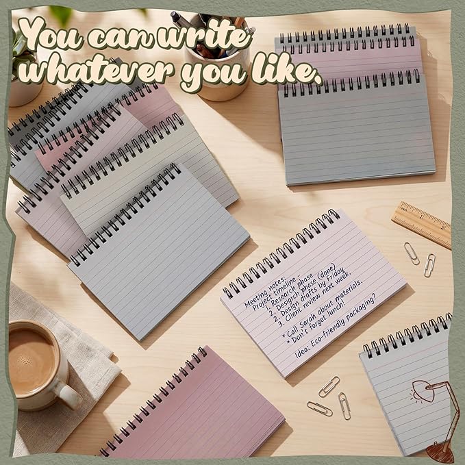 12 Pcs Large Index Cards with Ring Set 4x6 Colored Ruled Notecards with Waterproof Covers Spiral Flashcards for Studying, Learning, College, School, Office, Home Supplies (Morandi)