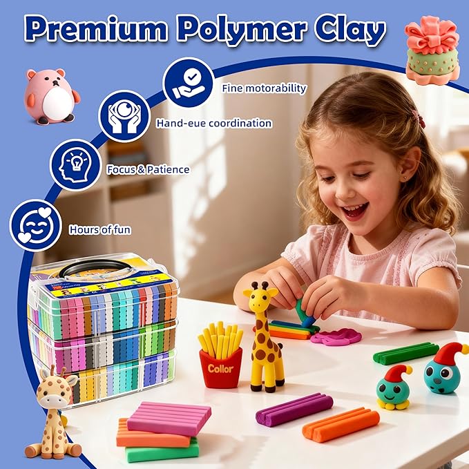 Artpar Polymer Clay Kit,102 Colors Modeling Clay for Kids,Oven Bake Molding Clay with Sculpting Tools Jewelry Accessories,Safe & Non-Toxic,DIY Arts and Crafts Gifts for Children & Adults