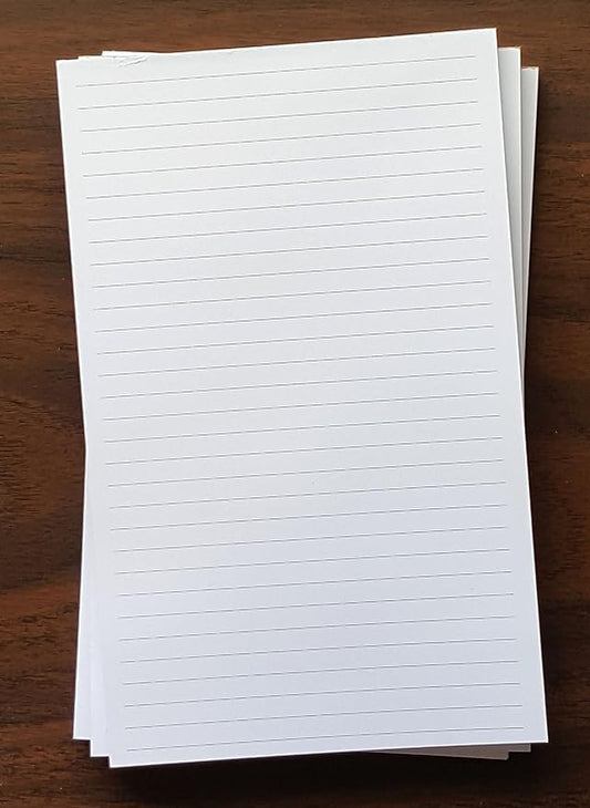 Lined Note Pads, 1/4” Spacing, Quantity 3, 50 Sheets, 5” x 8”.