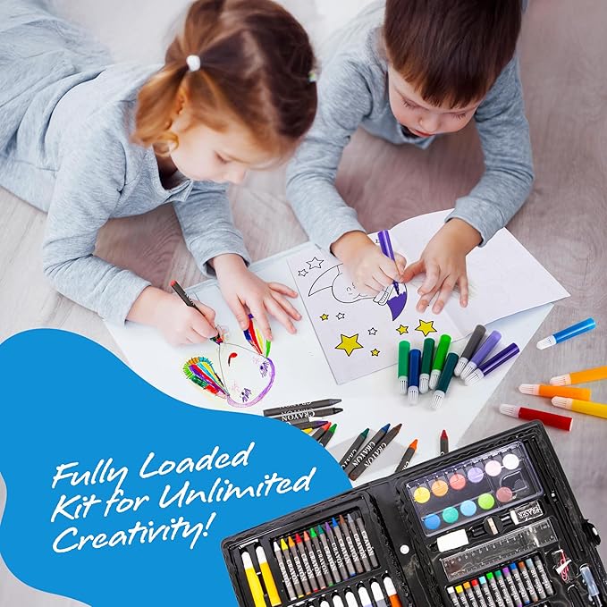ArtCreativity Art Supplies Kit for Kids (101-PCS) – Crayons, Markers, Pencils, Watercolors & Coloring Book – Beginner Art Set & Creative Gift for Boys & Girls