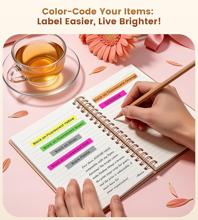 5-PK Colorful Tape Set Replace for Dymo Letratag Refills Plastic Silver & Fluorescent Green/Pink/Orange/Yellow Compatible for Dymo Label Maker Refills for Letratag 100H 100T Plus 200B QX50 XR XM 2000