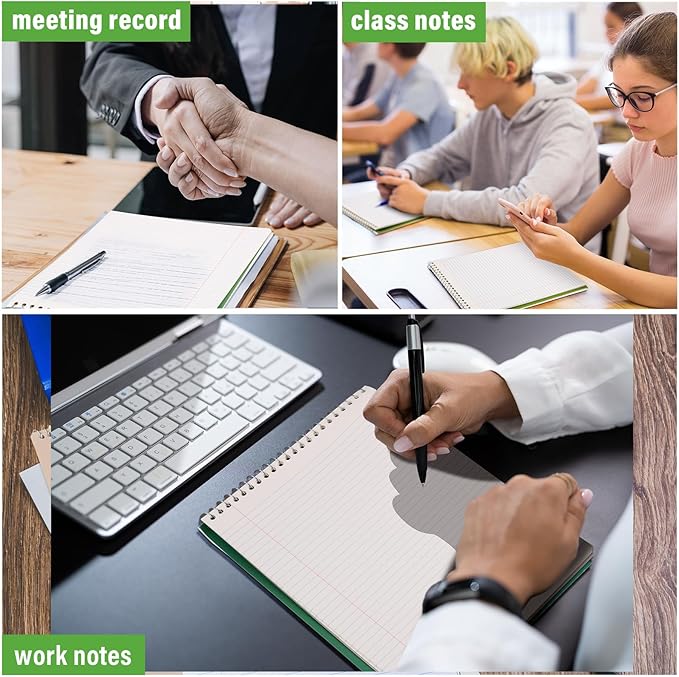 Resurhang 6 Pack 8.5 x 11'' Office Steno Book Double-sided Spiral Steno Books College Ruled White Paper 70 Sheets/Pad Pastel Colors Covers for School Office(Vivid Color,Classic Style)
