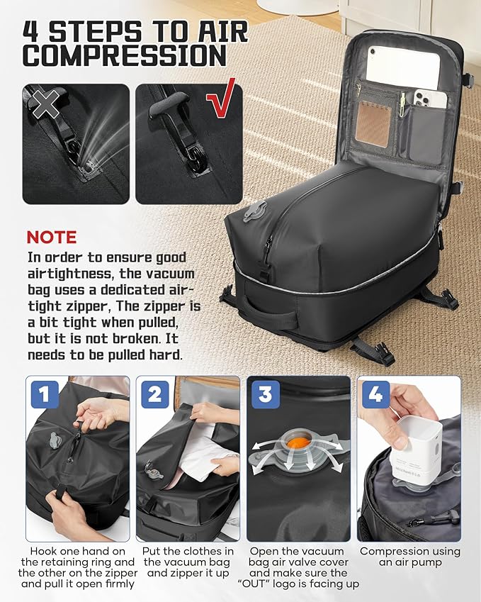 WONHOX Large Travel Backpack Carry on Flight Approved Laptop Work Business Backpack for Women Men Mochila de Viaje