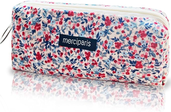 Pencil Pouch Cute Pencil Case Office Storage Bag Holder Box Organizer Aesthetic Bow Flower Pattern Makeup Pouch Cosmetic Bag for Women Girls