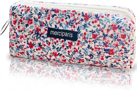 Pencil Pouch Cute Pencil Case Office Storage Bag Holder Box Organizer Aesthetic Bow Flower Pattern Makeup Pouch Cosmetic Bag for Women Girls