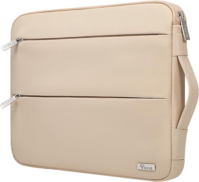 Voova 13 13.6 Inch Laptop Sleeve Case Compatible with MacBook Air 13 M1/M2/M3/M4 2020-2025, MacBook Pro 13/14, IPad Air/Pro 13, Waterproof Slim Computer Bag Cover with Handle, Apricot