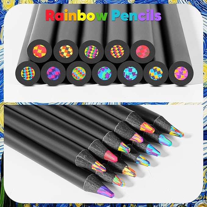 Hapikalor Art Supplies 12 Rainbow Colored Pencils, Teen Girl Boys Gifts Trendy Stuff, Stocking Stuffers for Kids, Birthday Party Favors Arts and Crafts 5-12 Year Old