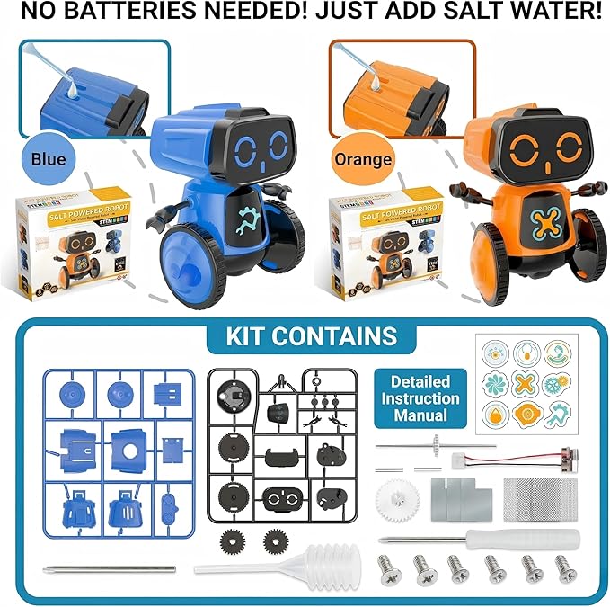 Science Saltwater-Powered Robot Kit, No Batteries Required, DIY Toys, Scientific Experiments, Creative Toy, Environmental Protection, for Festival Boys & Girls