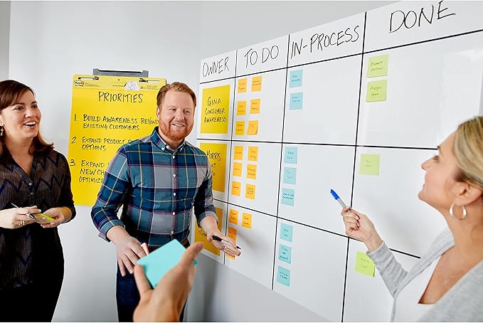 Post-it Dry Erase Whiteboard Film Surface for Walls, Doors, Tables, Chalkboards and More, Removable Sticky White Board, Stain-Proof, Easy Installation, 6 x 4 ft Roll (Pack of 6)