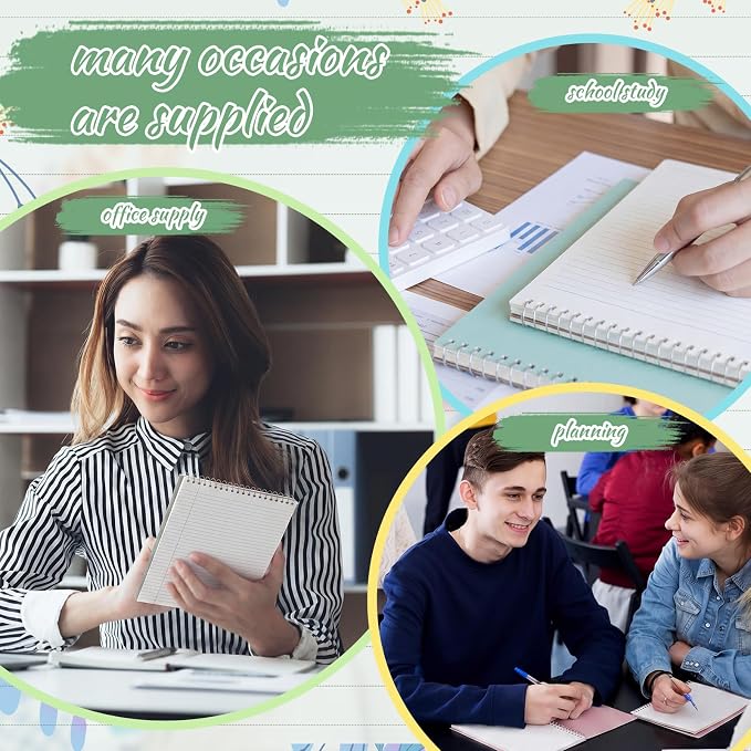 Maitys 6 Pcs Steno Spiral Notebooks, Pastel Color, Boho Style
