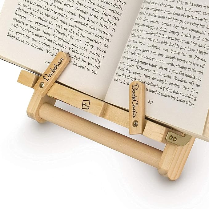 Gifts for Readers & Writers Book Stand Holders Wood Ipad Stand Multistripe, Stylish Wooden Book Holders for Reading Hands Free, Compact and Portable Wooden Cookbook Stands, Textbook Holder