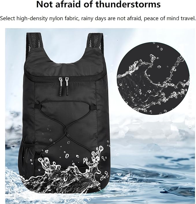 levayhill 16L Lightweight Foldable Hiking-Backpack Small Packable-Daypack For Travel,Ultralight Water-Resistant Gym Bag Men Women Easy Carry-on (Black)