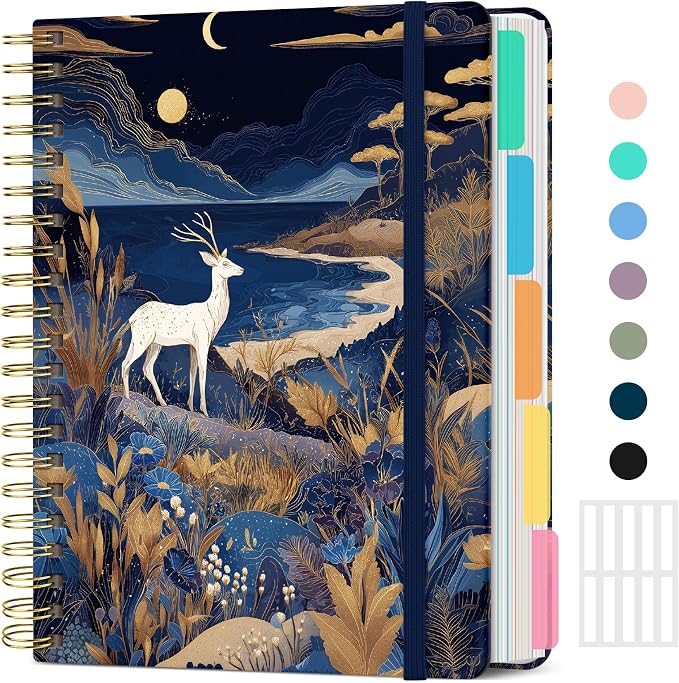 Taja Spiral Notebooks for Work 5 Subject Notebook with Removable Dividers