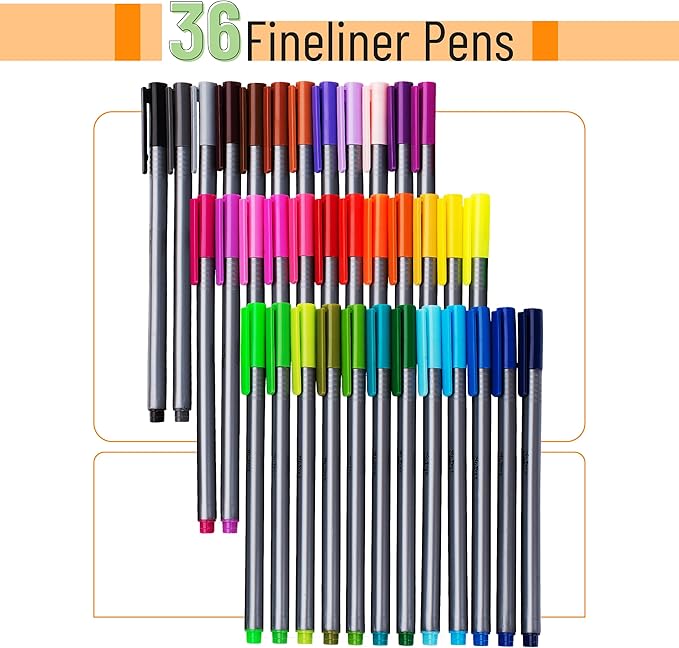 Mr. Pen- Pens, Fineliner Pens, 36 Pack, 0.4 mm, Pens Fine Point, Colored Pens, Journal Pen for School, Home, Office