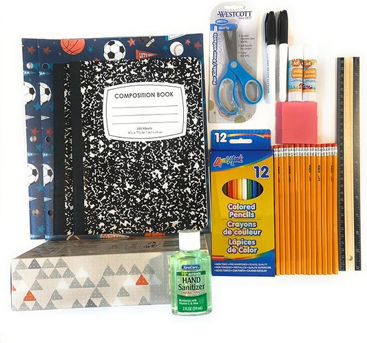 BLJ School Supplies for Kids, Back to School Supply Box, Supplies for Girls or Boys, Essentials Supplies for K-8 Kindergarten Elementary-School Supply Kit 39PCS (Sport)