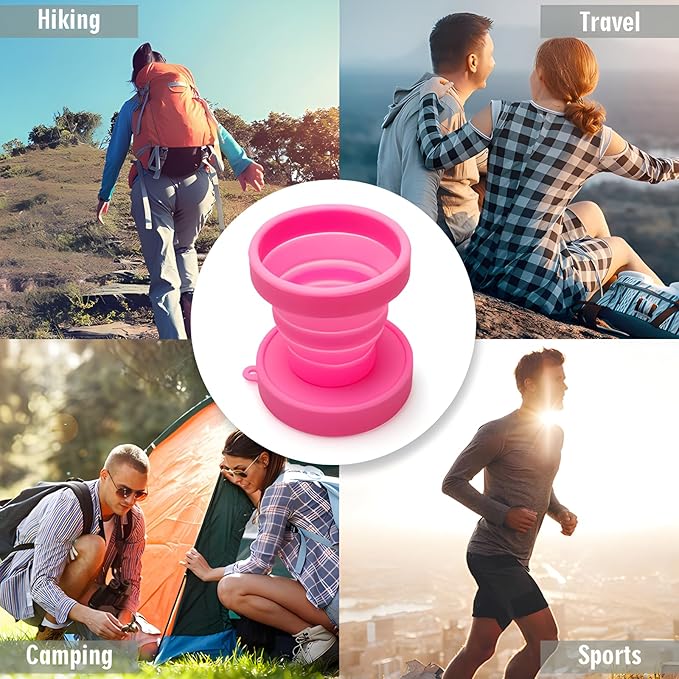 3-Pack Colorful Folding Silicone Cup Travel Cup Camping Cup