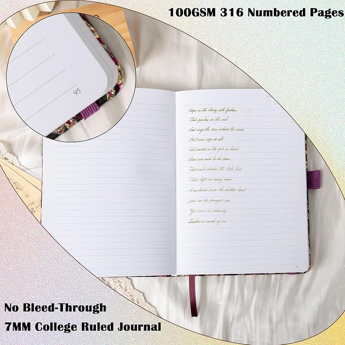 TIEFOSSI Lined Journal Notebook for Women Men, A5 Journals for Writing
