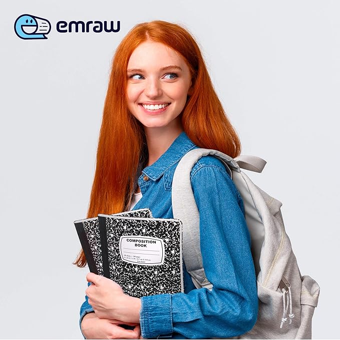 Emraw Marble Composition Notebook Wide Ruled Black and White Composition Books 100 Sheets (4 Pack) - By Enday