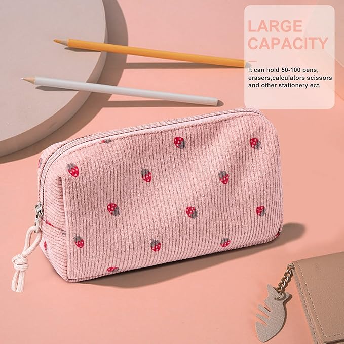 LEDAOU Cute Pencil Case for Kids Girls Pink Pencil Pouch Kawaii Pen Pencil Box Bag Holder for School Students