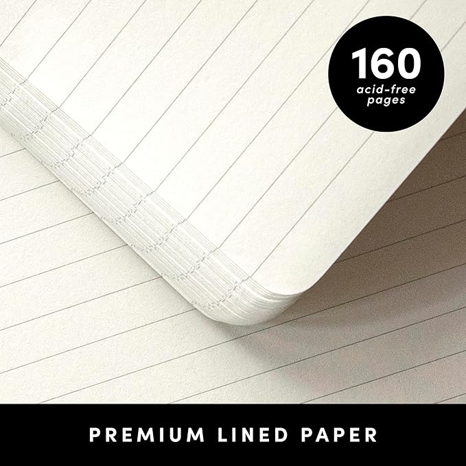 PAPERAGE Lined Pocket Journal Notebook, 2 Pack, (White), 160 Pages, Small Notebook, 3.6 inches x 5.6 inches - 100 GSM Thick Paper, Hardcover