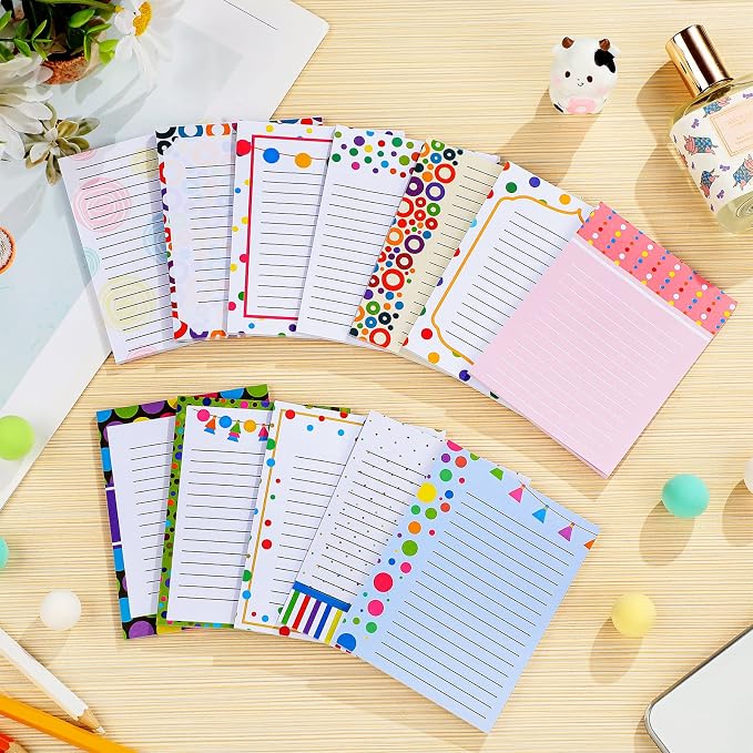 12 Pcs Confetti Small Note Pads Cute Lined Stick Pad 3 x 4 Inch Decorative Memo Colorful Teacher Notepad Shopping List Appreciation Gift for Office Student, Each with 30 Sheet