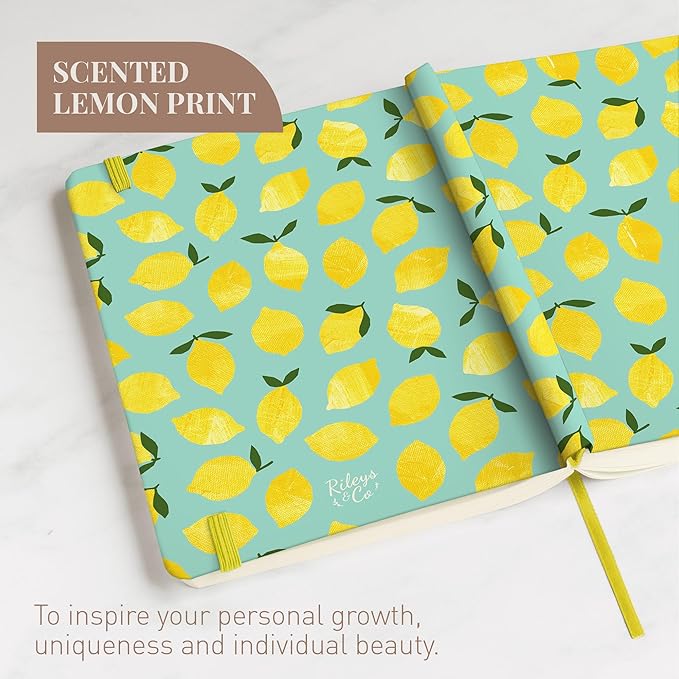 Rileys & Co Dotted Journal Notebook, Dot Grid Hardcover Notebook, Thick Paper Journal, Motivational Journal, 8x6 inches, For Notes - (Lemon) notebook