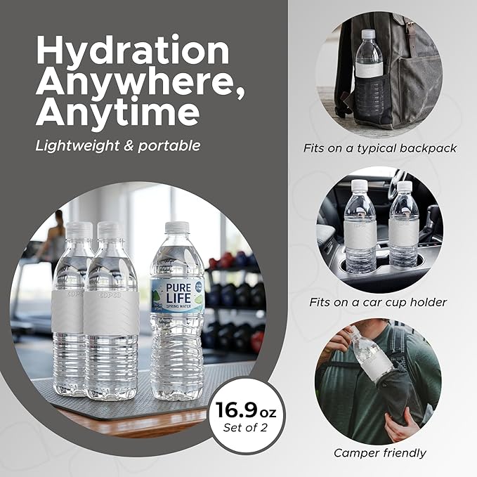 Copco Hydra 16.9 oz Water Bottle, Set of 2 – Leak Proof, BPA Free Tritan, Dishwasher Safe, Twist-Open Body for Ice & Easy Cleaning, Non-Slip Silicone Grip, Ideal for Gym & Office (Gray)