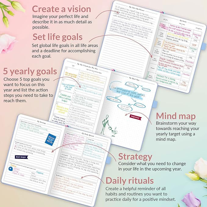 GoGirl Planner and Organizer for Women – A5 Size Weekly Planner, Goals Journal & Agenda to Improve Time Management, Productivity & Live Happier. Undated – Start Anytime, Lasts 1 Year – Light Blue