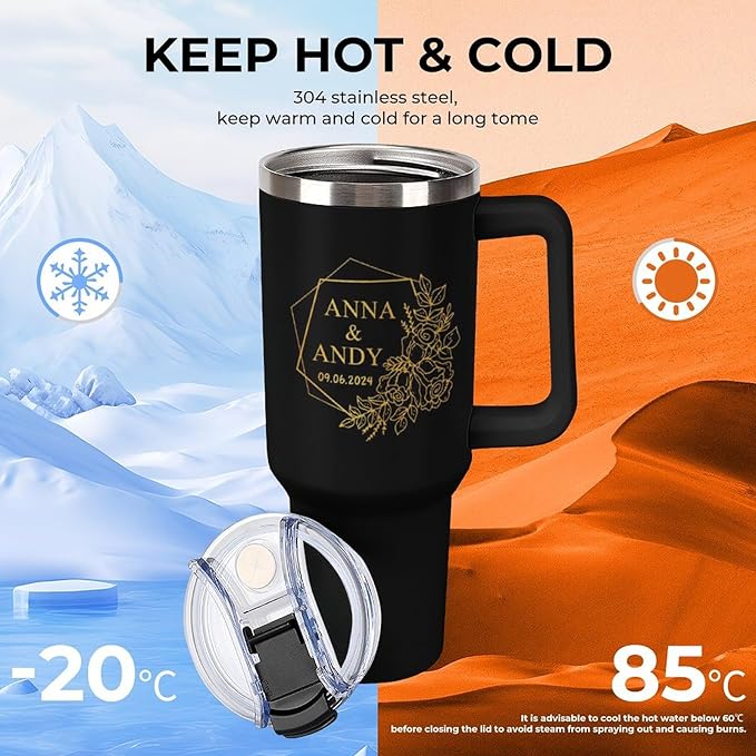 Personalized Tumbler Custom Vacuum Insulated Travel Mug Customizable Coffee Cup with Your Photos and Text Christmas Birthday Gift (40oz Design 6)