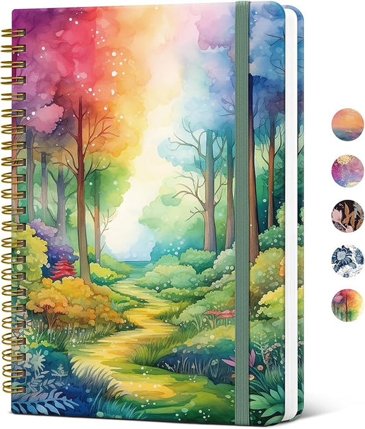 ZOTIA Lined Spiral Journal Notebook for Women, A5 College Ruled Journals for Writing, Hardcover Notebooks for Work, Note taking and Office School Supplies,140 Pages - Mystic Forest